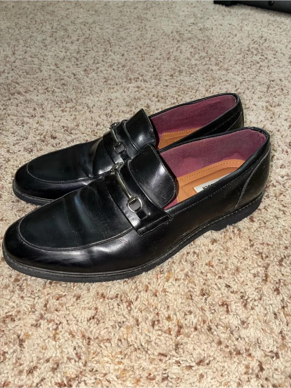Men's Black Leather Slip-On Dress Loafers